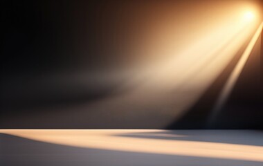 Poster - Dark empty wall  with interesting golden sun glare. Background for the presentation.