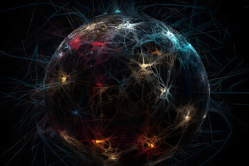 Poster - Neural network interconnected - artifical intelligence conceptual illustration. Generative AI