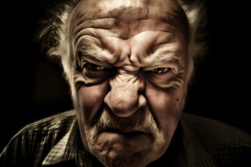 Poster - Angry old man, closeup portrait. Generative AI