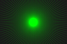 An abstract illustration of a green star or sun emitting its rays in all directions of space	