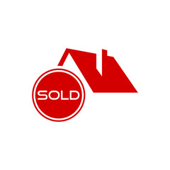 Sticker - House sold sign icon isolated on transparent background