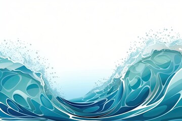 Poster - Water wave with oxygen bubbles in the underwater clear liquid flowing up to the water surface,Generative, AI, Illustration.