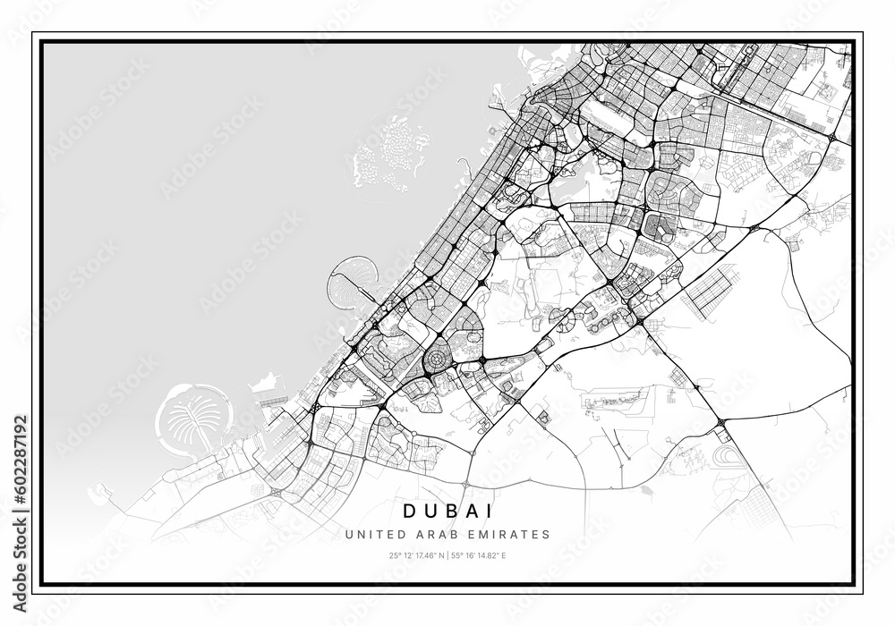 Dubai Map, Minimalist Map, Dubai Print, Dubai Poster, Dubai Art, Modern Map Print, Map of Dubai , Dubai, Dubai  United Arap EmiratesCity Map, City Map