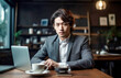 © rrice - ノートパソコンで仕事をする男性 ,Generative AI