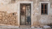 Old Wooden Doors In Old Buildings.. Generative AI