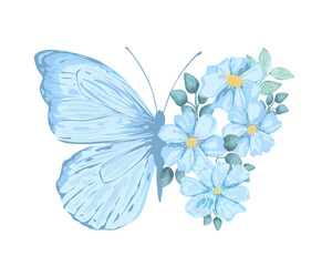 Poster - butterfly on white background