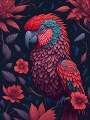 red parrot in splash art style 2