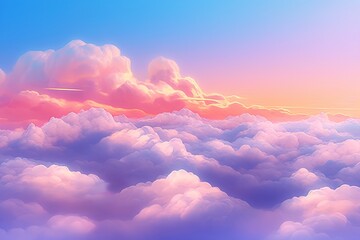 illustration of a dreamy, cloud-filled sky at sunrise