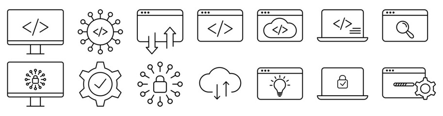Wall Mural - Set of software and programming line icons. Design can use for web and mobile app. Vector illustration