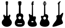 Guitar Silhouettes Icons. Design For Web And Mobile App. Vector Illustration Isolated On White Background