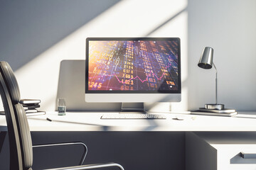 Aufkleber - Stats data illustration on modern laptop monitor, computing and analytics concept. 3D Rendering
