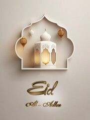 Wall Mural - Elegant eid al adha, Eid mubarak islamic greeting card, islamic festival of sacrifice, eid-al-adha mubarak, Happy Eid Ul Adha, lantern islamic , eid mubarak. holiday festival, banner. Generative AI