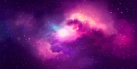 Wall Mural - vector space galaxy realistic illustration. colorful nebula background