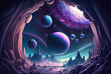 Wall Mural - very epic blue and purple space as background spectacular. generative ai aig15.