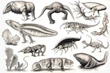 Fototapeta Dziecięca - Ink Drawings of Animal Species - AI Generated