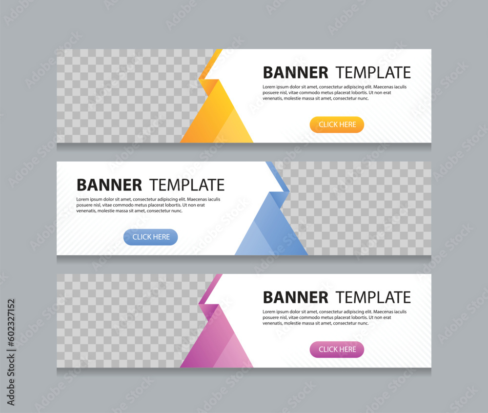 Set of horizontal abstract web banner design template background ...