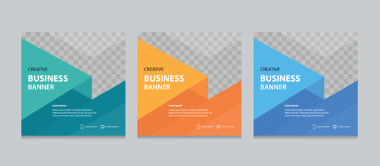 Wall Mural - set of editable square business web banner design template. suitable for social media post, instagra