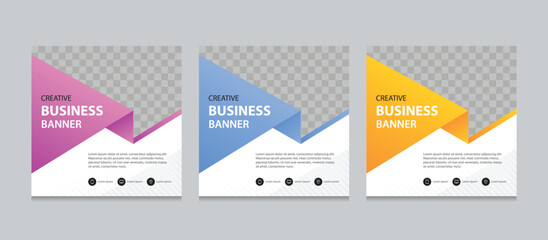 set of editable square business web banner design template. background gradients color. suitable for