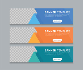 Set of horizontal abstract web banner design template background gradients color. Suitable for web ads. Vector illustration with Space to add pictures.