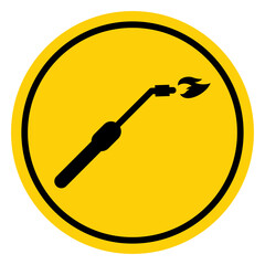 Sticker - Welding danger technology icon, metal tool equipment symbol, safe weld vector illustration