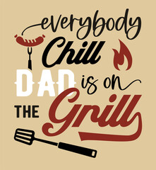 Wall Mural - Fun BBQ and grill inscription. Font composition with a sausage and a kitchen spatula