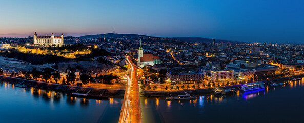 Wall Mural - Evening panorama of Bratislava, capital of Slovakia