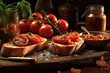 © Dar1930 - Bruschetta on a rustic table. AI generativ.