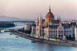 Danube river and Hungarian Parliament Building in Budapest, Hungary