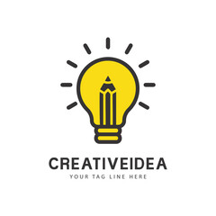 Creative idea bulb logo design brain idea bulb logotype
creative pencil