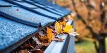 Autumn Leaves Blocking The Roof Drainage, Generative Ai