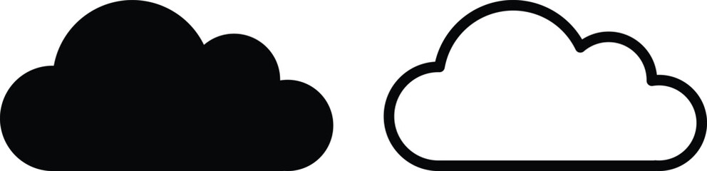 Poster - cloud icon set vector in two styles for weather and technology icon
