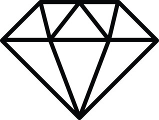 Poster - Diamond line icon vector isolated on white. Gemstone symbol . Gaming, precious crystal stone linear style sign for mobile concept and web design.