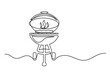Continuous line drawing bbq grill isolated on white background. BBQ concept. Vector illustration