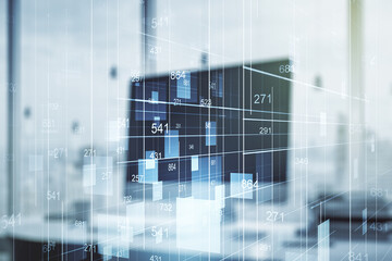 Aufkleber - Multi exposure of abstract statistics data hologram interface on computer background, computing and analytics concept