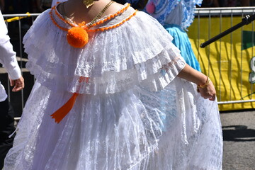 Colorfull panemian pollera folklore typical dress women parade