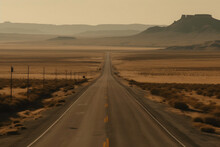 Long Highway Road In The Desert