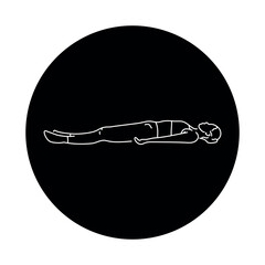 Wall Mural - Shavasana Corpse Pose color line illustration. Pictogram for web page