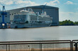 Blick auf die Meyer Werft in Papenburg auf ein fertiggestelltes Kreuzfahrtschiff Silver Ray 2023