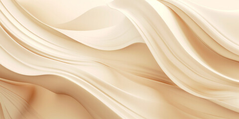 Beige silk luxury fabric background, macro close up, copy space. Wave, textured. AI Generated