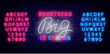© Anastasia Gapeeva - Something big is coming neon sign. Colorful handwrittetn text. Special offer label. Vector illustration