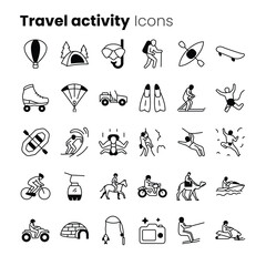 Travel activity vector icon set