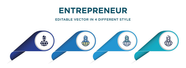 Poster - entrepreneur icon in 4 different styles such as filled, color, glyph, colorful, lineal color. set of   vector for web, mobile, ui