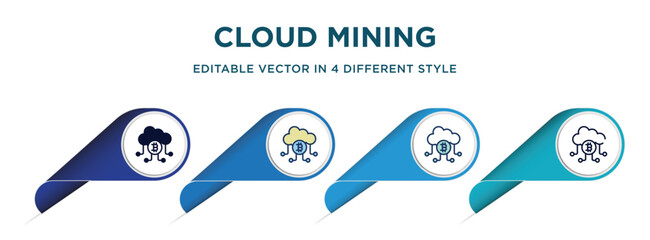 Canvas Print - cloud mining icon in 4 different styles such as filled, color, glyph, colorful, lineal color. set of   vector for web, mobile, ui