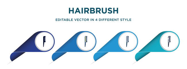 Poster - hairbrush icon in 4 different styles such as filled, color, glyph, colorful, lineal color. set of   vector for web, mobile, ui