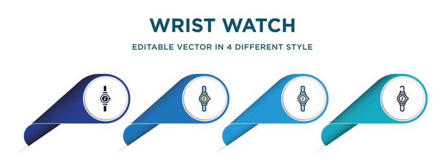 Poster - wrist watch icon in 4 different styles such as filled, color, glyph, colorful, lineal color. set of   vector for web, mobile, ui