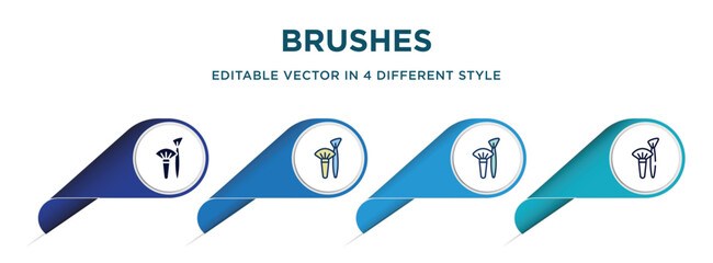 Poster - brushes icon in 4 different styles such as filled, color, glyph, colorful, lineal color. set of   vector for web, mobile, ui
