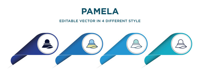 Aufkleber - pamela icon in 4 different styles such as filled, color, glyph, colorful, lineal color. set of   vector for web, mobile, ui