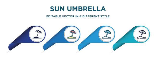 Poster - sun umbrella icon in 4 different styles such as filled, color, glyph, colorful, lineal color. set of   vector for web, mobile, ui