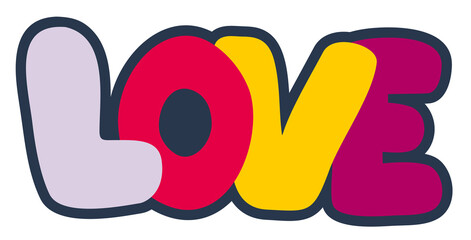 Sticker - Love lettering. Color letters word. Romantic print