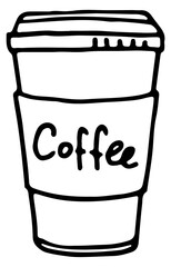 Sticker - Coffee disposable cup line icon. Takeaway drink